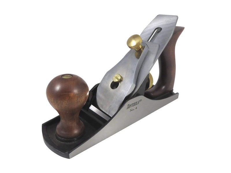 Taytools 469614 Smoothing Bench Hand Plane #4, 9-3/4 Inch Sole, Ductile Cast Body, Lapped Sides and Bottom, Blade RHC 55-60, Sapele Handle and Tote - Image 2